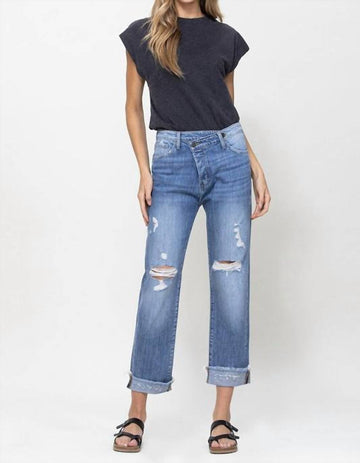 Flying Monkey criss cross boyfriend jean in blue