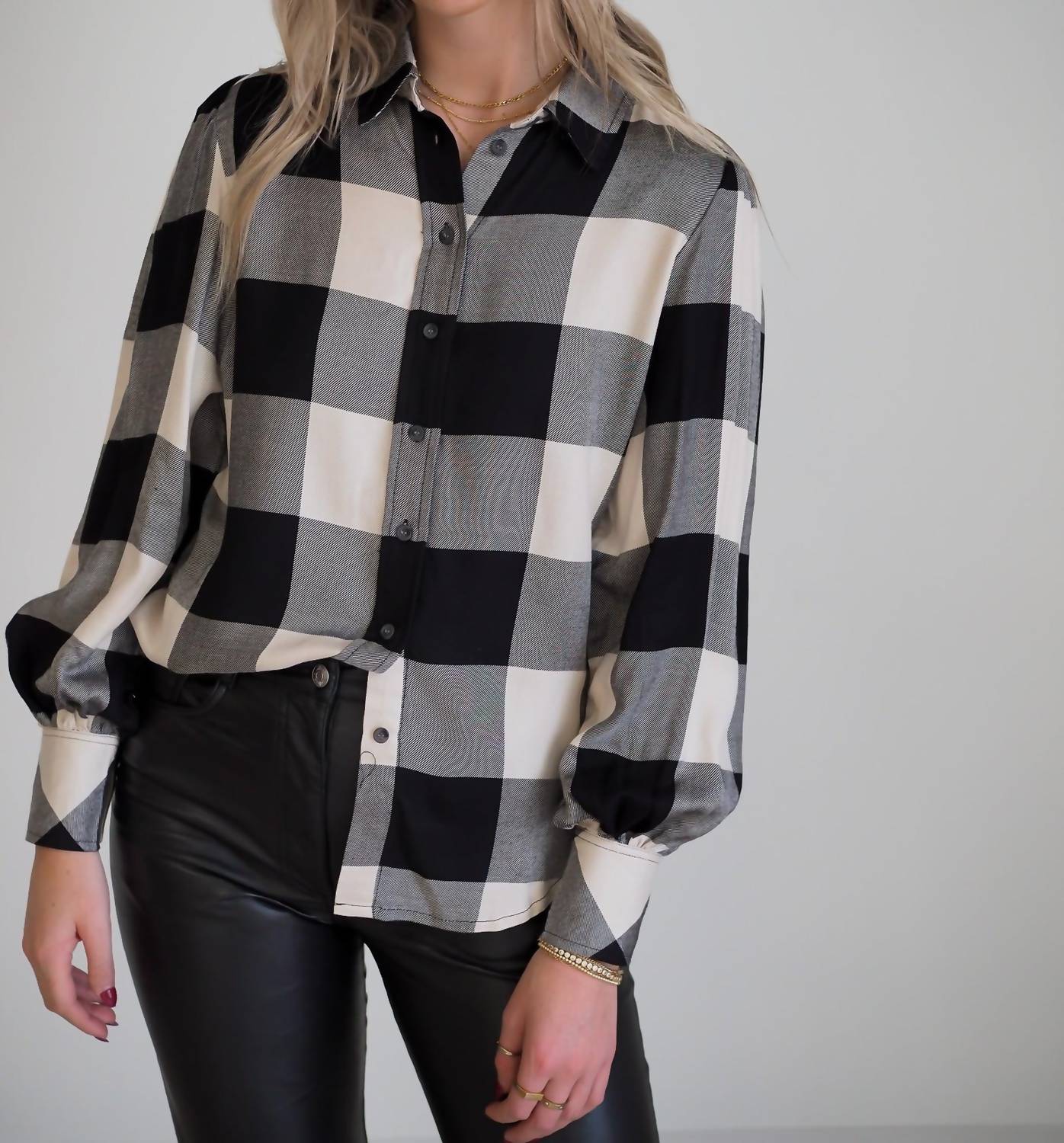 SANCTUARY Full Sleeve Plaid Shirt in Toasted Marshmellow Check