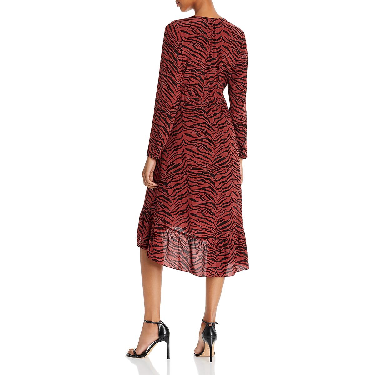 Shop Rails Jade Womens Animal Print Hi-low Midi Dress In Brown