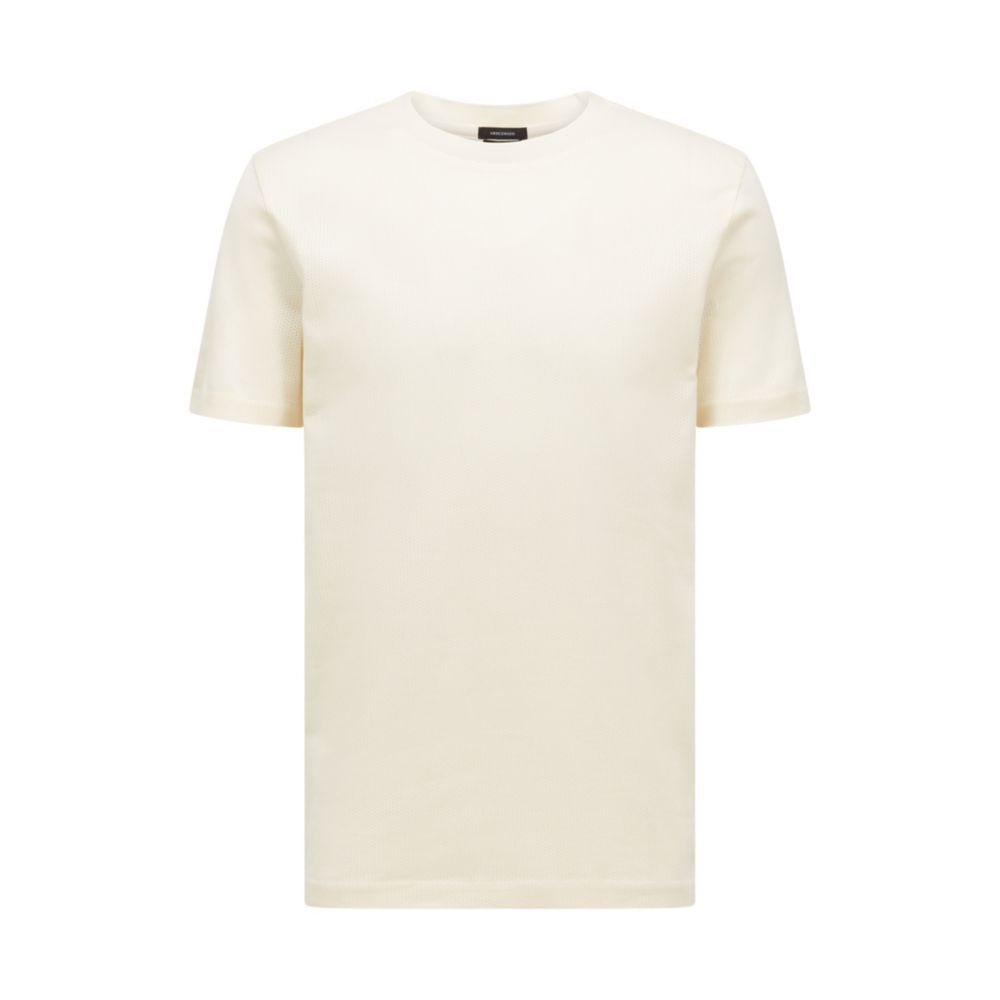 Hugo Boss - Mercerised Cotton Short Sleeved T Shirt With Mesh Structure In White