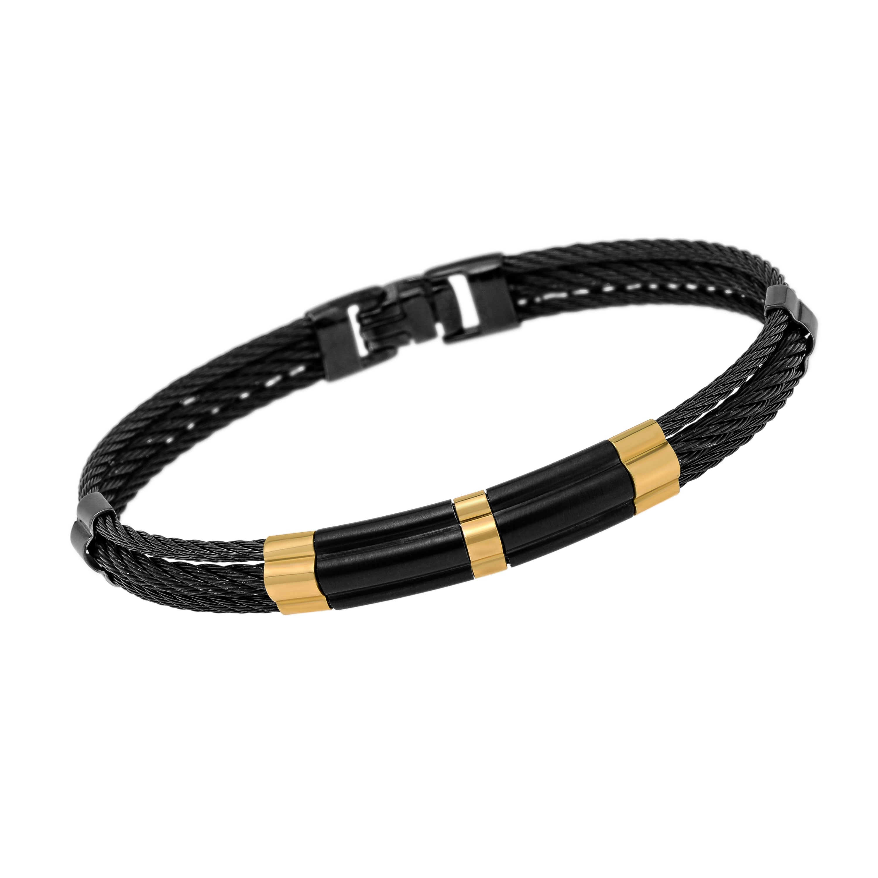 Alor Stainless Steel, 18k Yellow Gold And Gunmetal Cable Bracelet In Black
