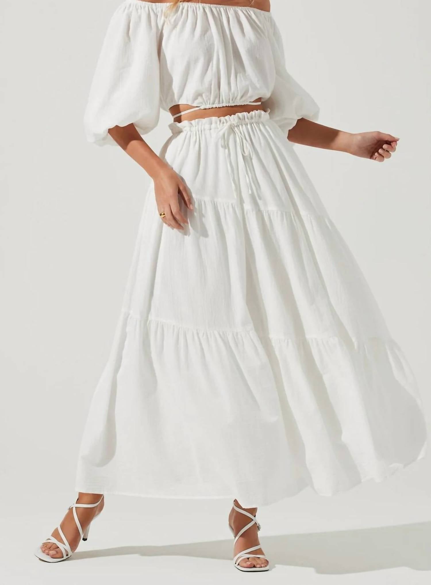 Astr Balboa Tiered Maxi Skirt In White