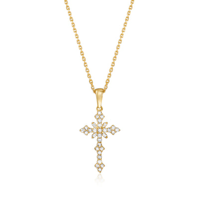Ross-Simons Diamond Cross Pendant Necklace In 14kt White Gold