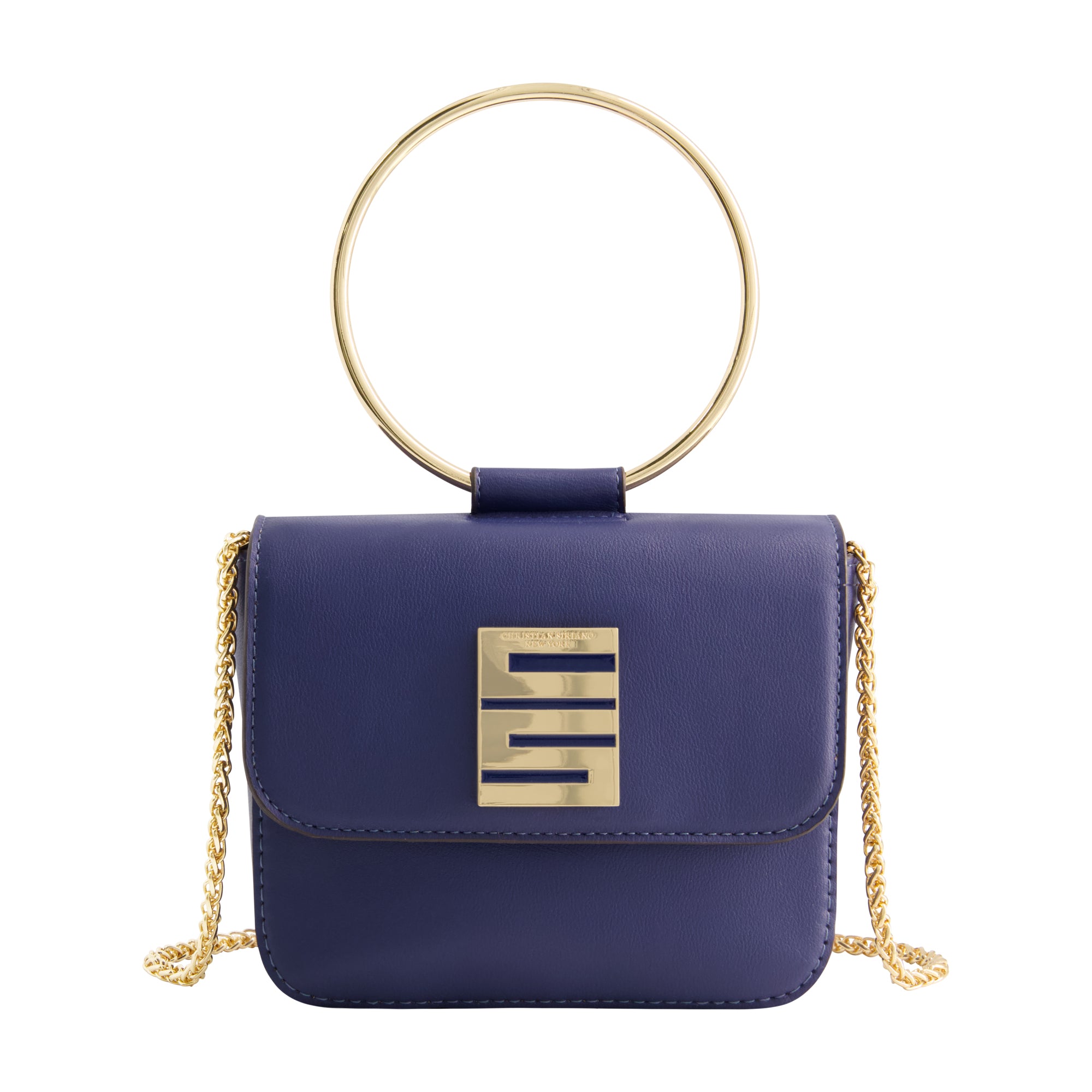 Christian Siriano New York Ring Handle Mini Flap Crossbody In Blue