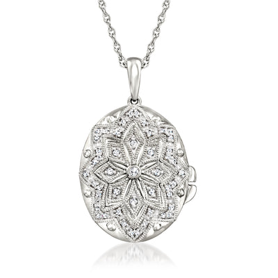 Ross-Simons Diamond Flower Pendant Necklace In 18kt Gold Over