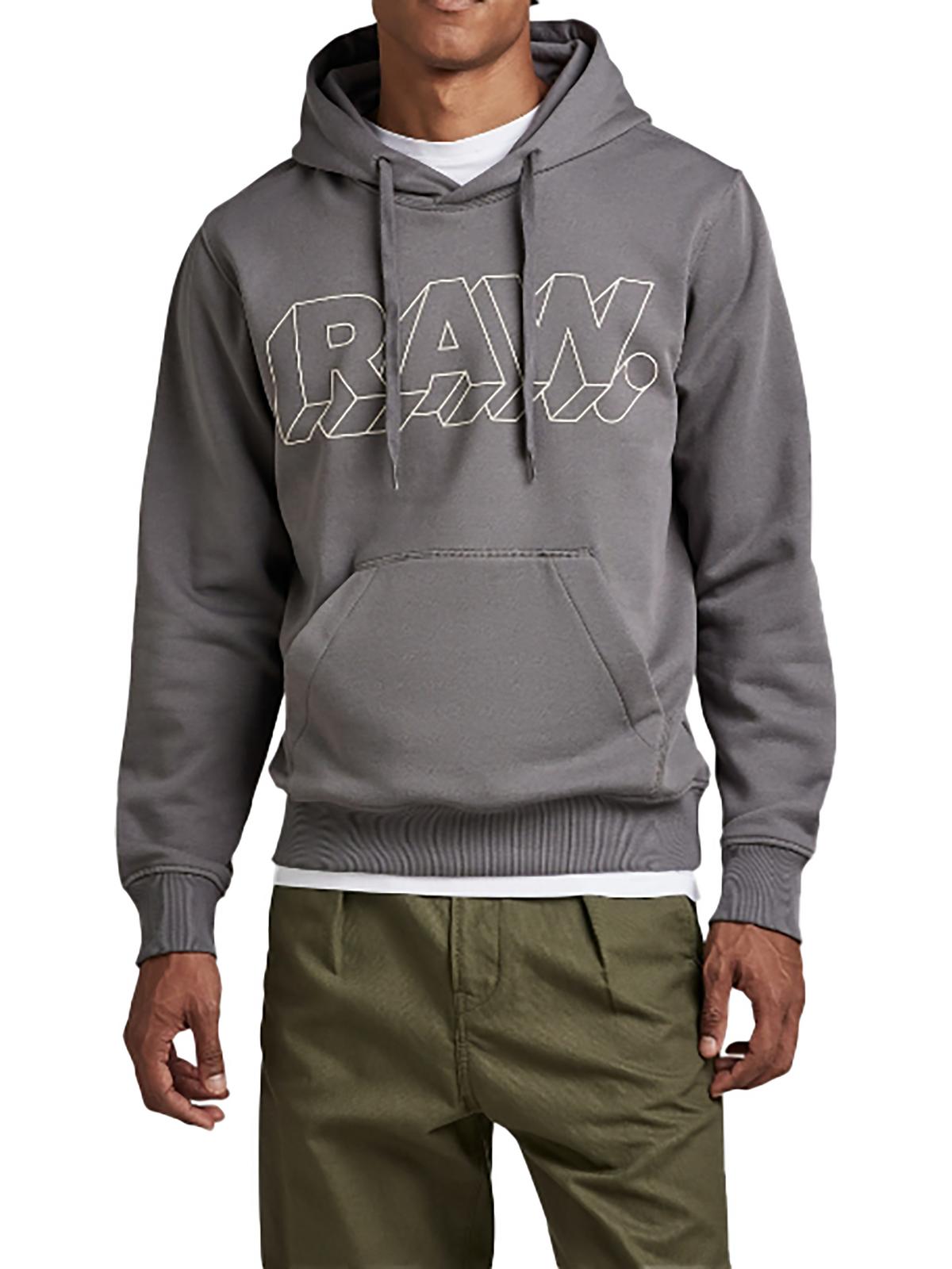 Shop G-star Raw Mens Graphic Logo Hoodie In Grey