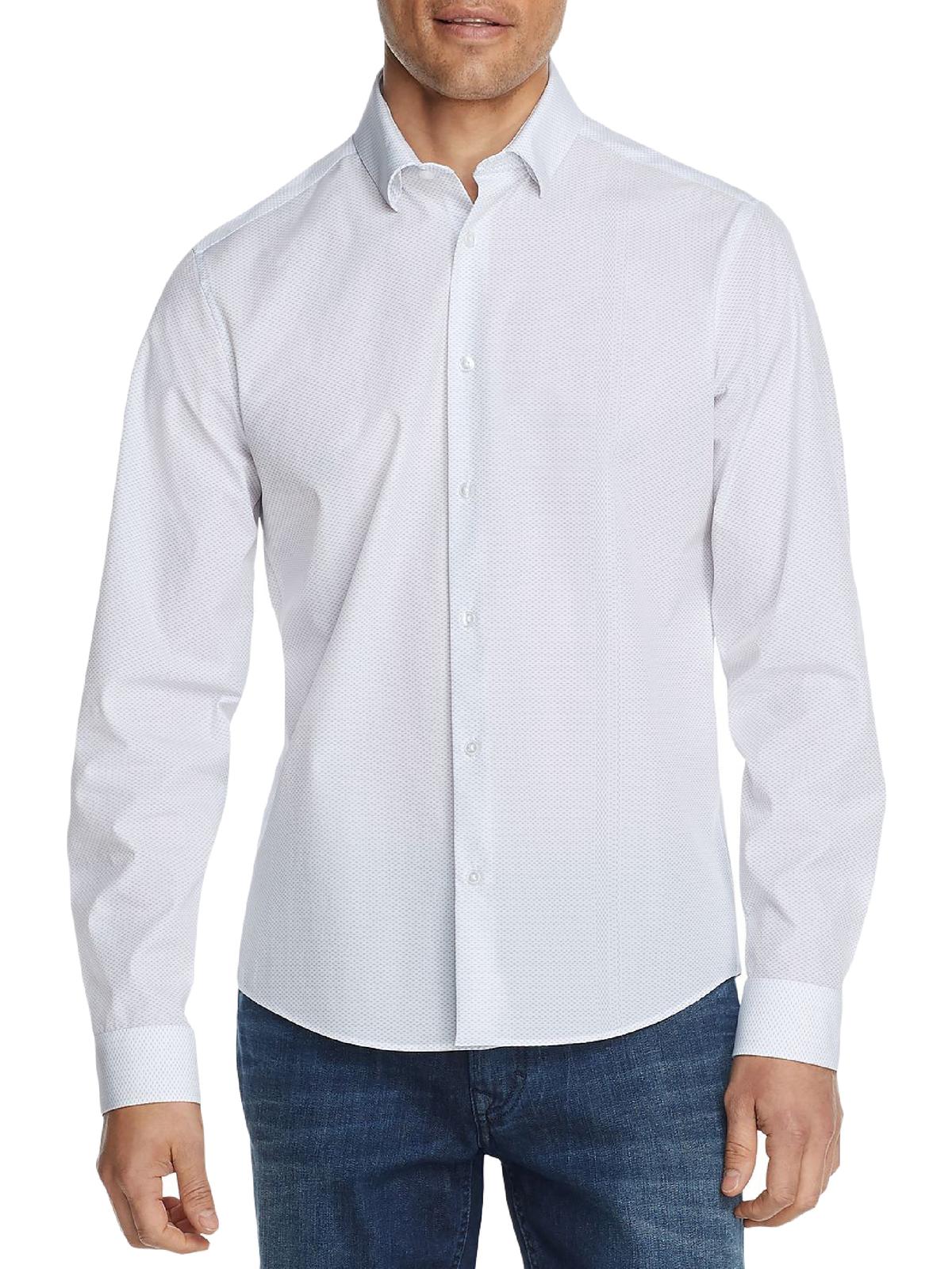 CALVIN KLEIN Mens Printed Slim Fit Button-Down Shirt
