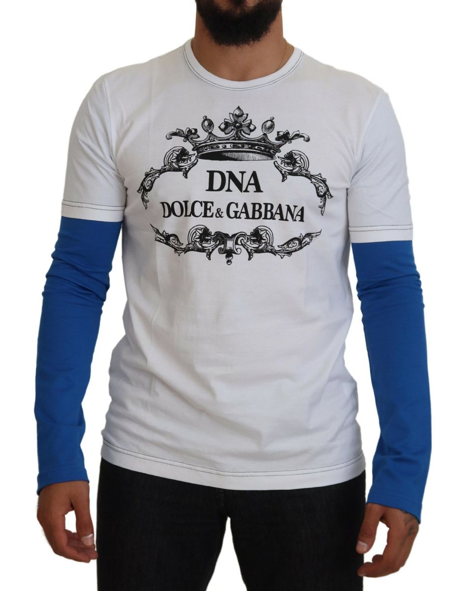DOLCE & GABBANA Dolce & Gabbana blue  DNA Crewneck Pullover Men's Sweater