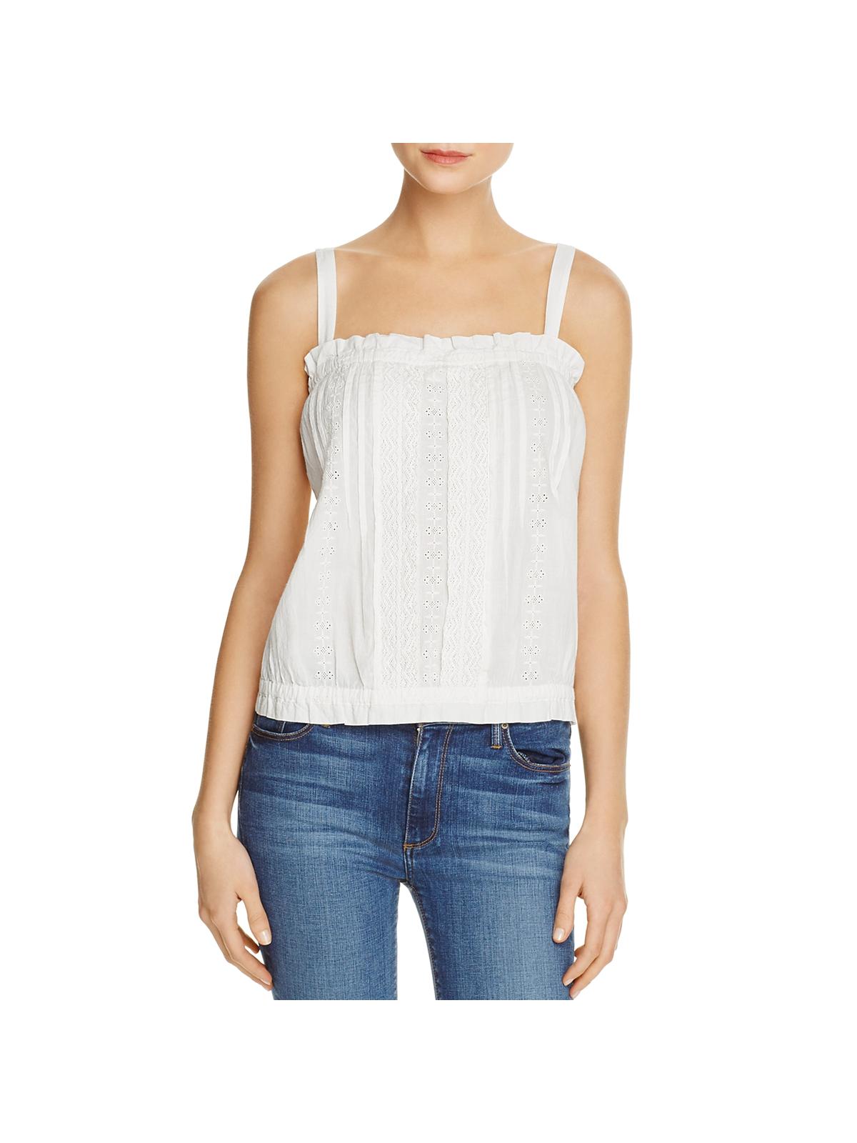 Shop Current Elliott Womens Peasant Eyelet Tank Top In White