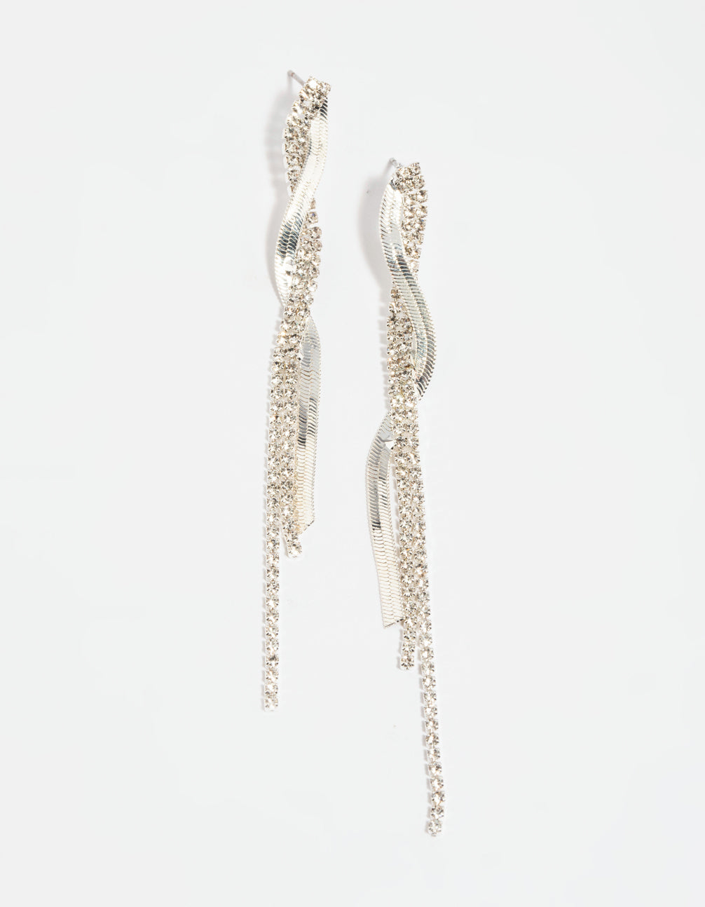 Lovisa Silver Snake Diamante Drop Earrings In Multi