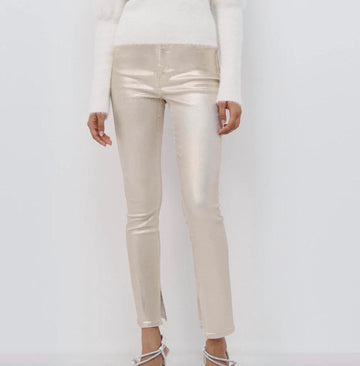 Jonathan Simkhai rae high rise coated jeans in gold foil