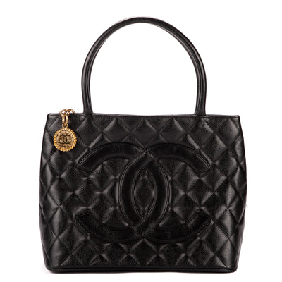 Chanel Pre-owned 2002 Medallion Leather Tote Bag - Black