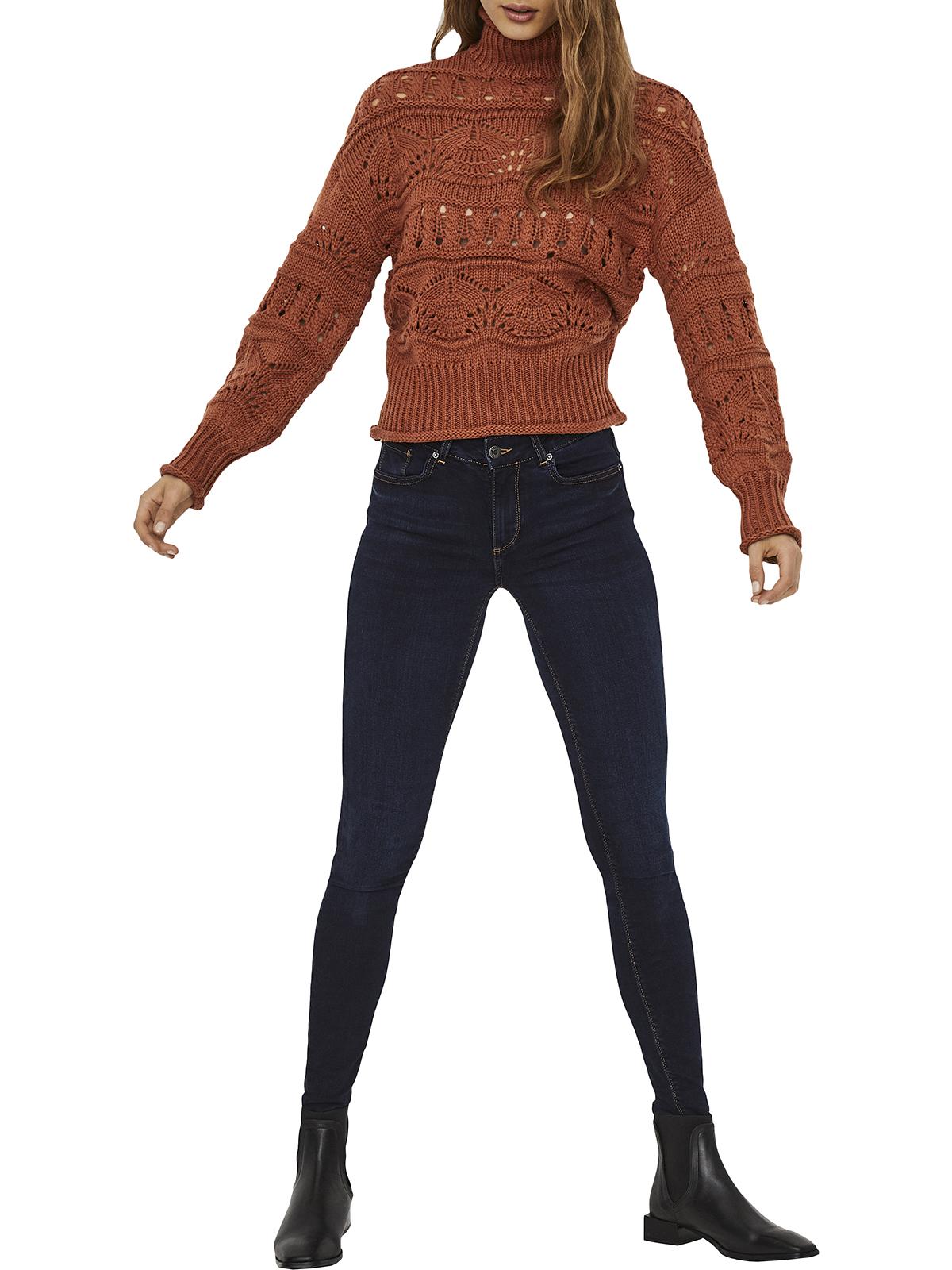 Vero Moda Poll Highneck Blouse Pullover Sweater In Brown | ModeSens
