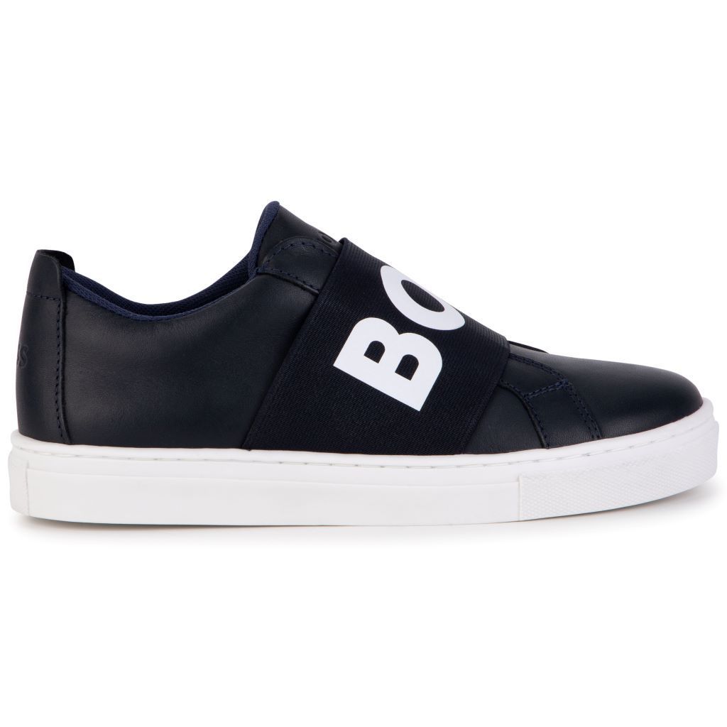 HUGO BOSS Navy Blue Leather Trainers