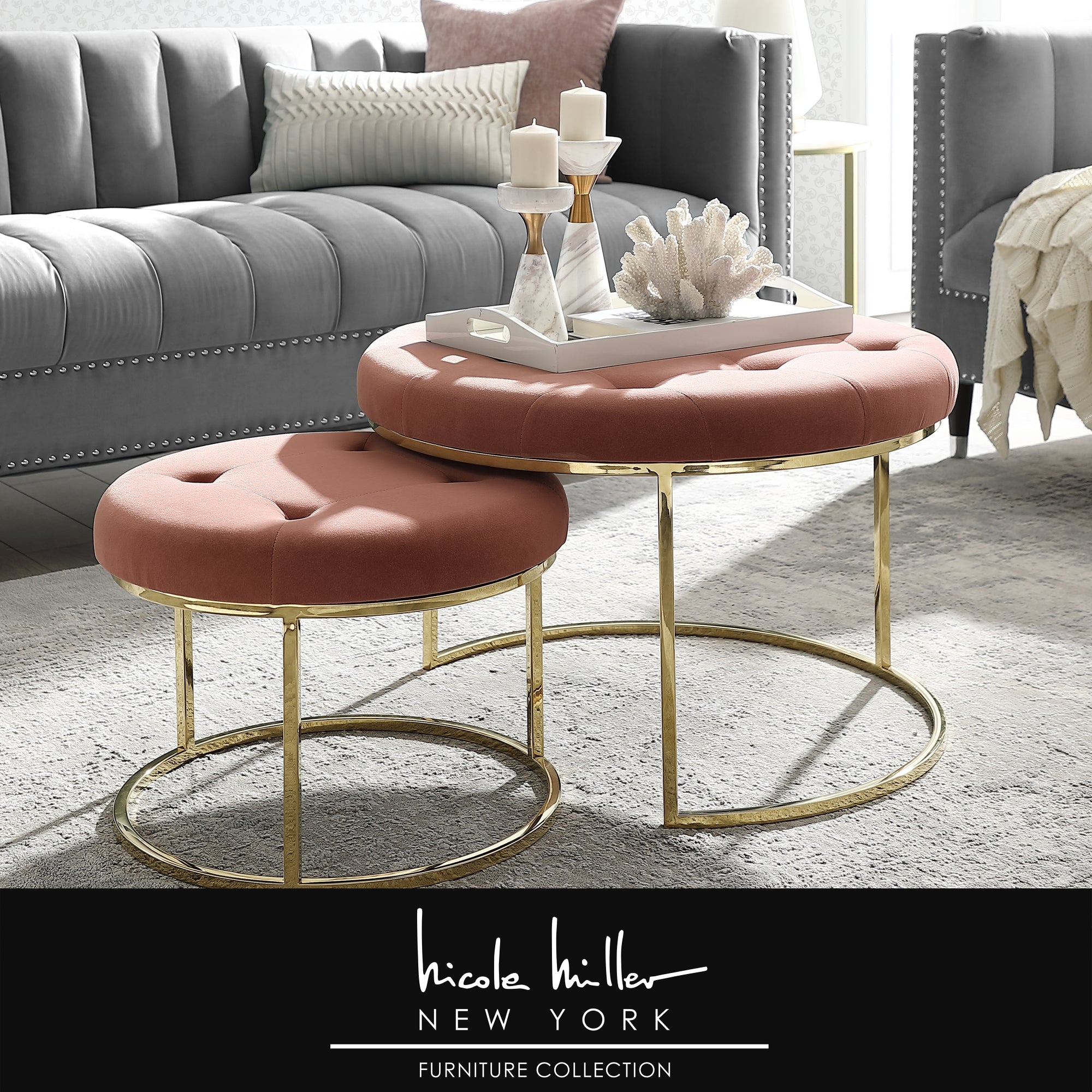 NICOLE MILLER Nicole Miller Keanu Cocktail Ottoman