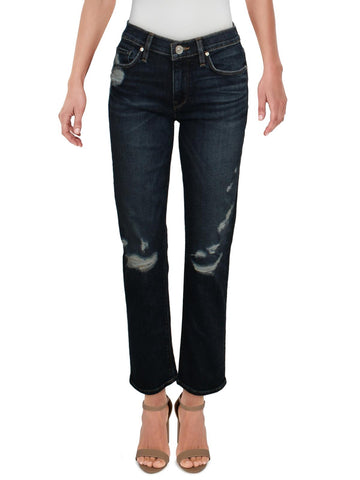 Hudson womens mid-rise distressed straight crop jeans