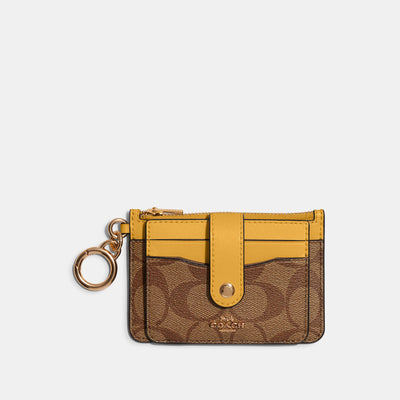 COACH®  Mini Wallet On A Chain In Signature Canvas With Floral Applique