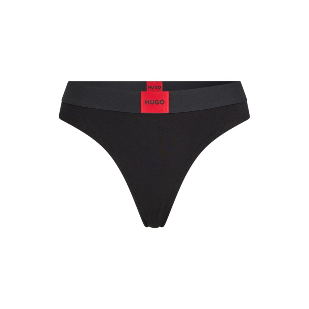 HUGO Stretch-cotton thong with red logo label