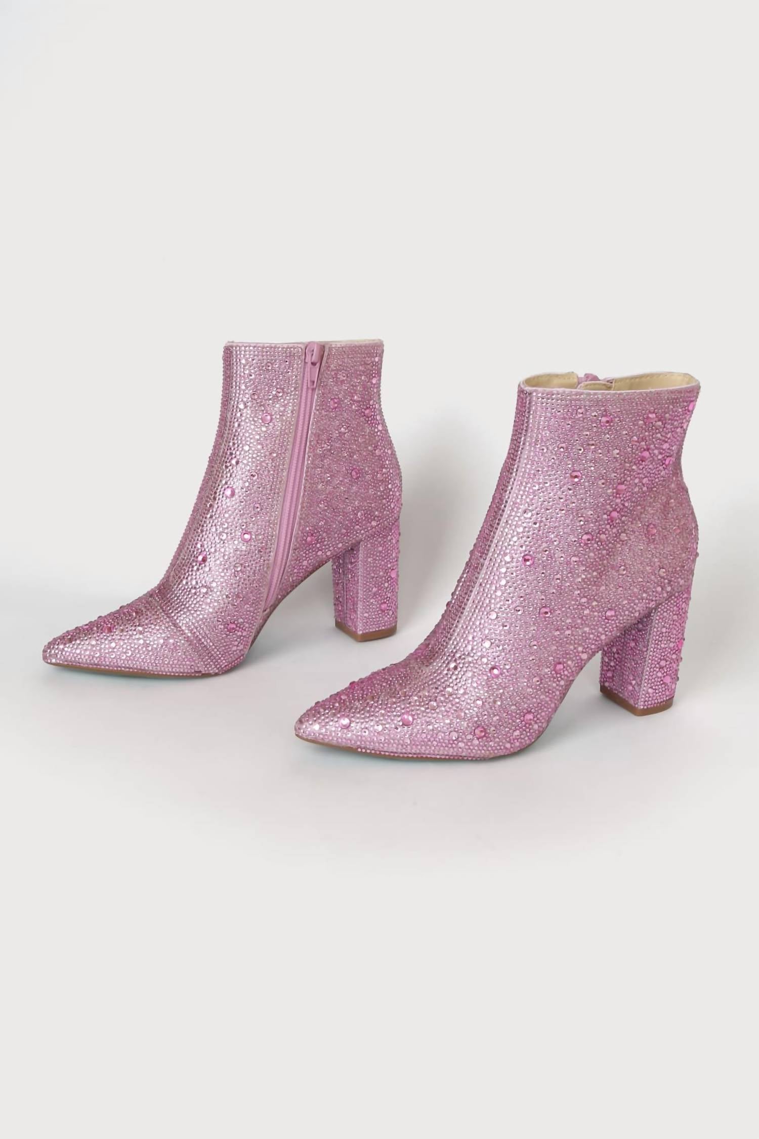 BETSEY JOHNSON Cady Rhinestone Bootie in Light Pink