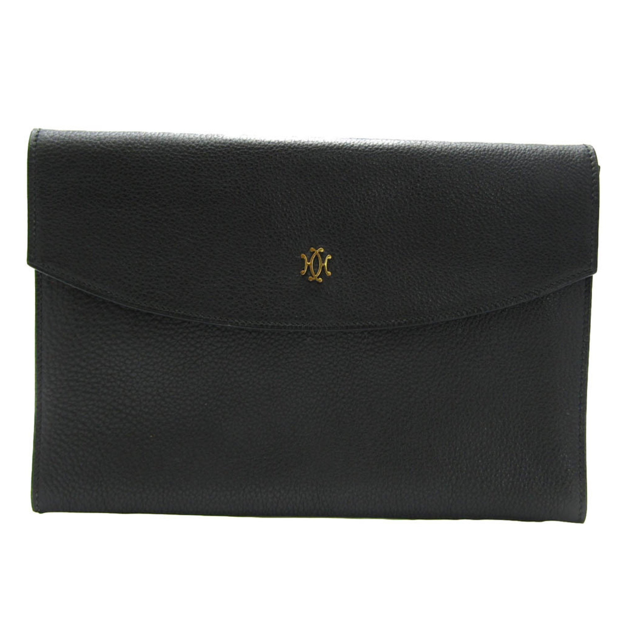Shop Hermes Leather Clutch Bag () In Black