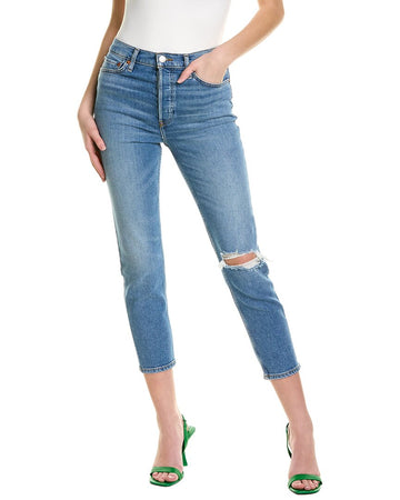 RE/DONE 90s worn brook blue high-rise ankle crop jean