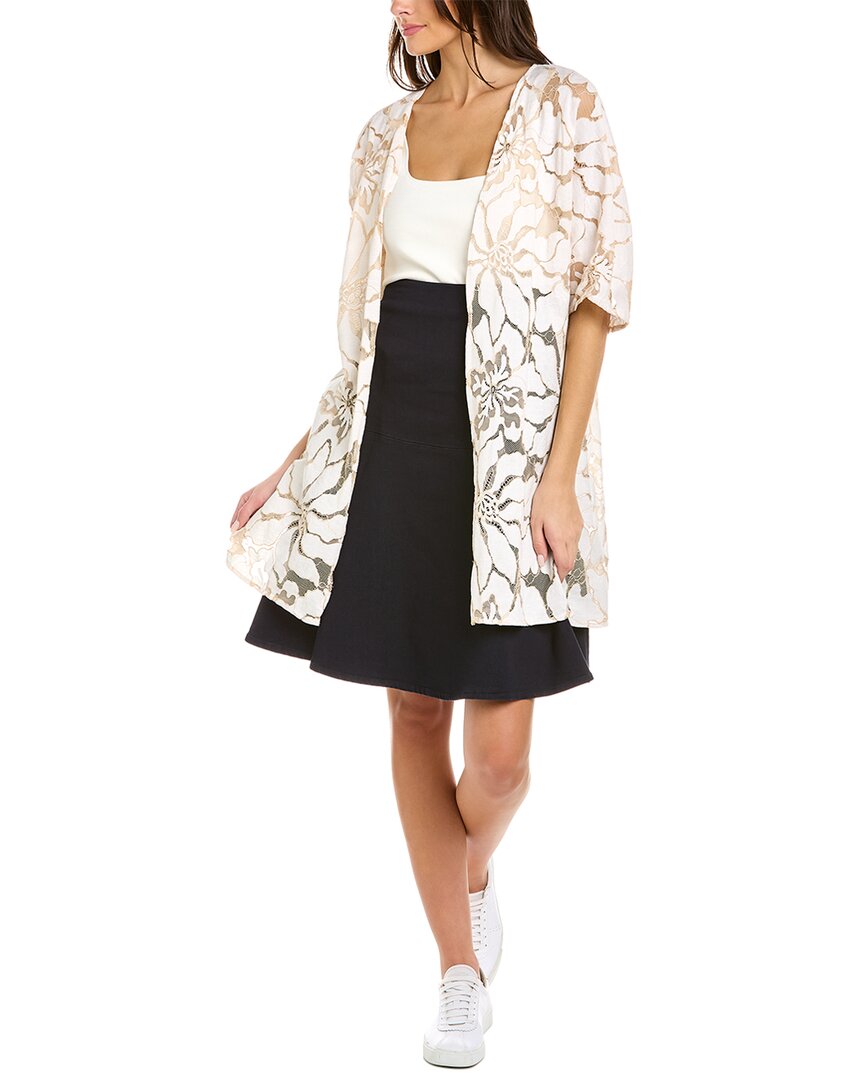 Anne Klein Floral Lace Cardigan In White