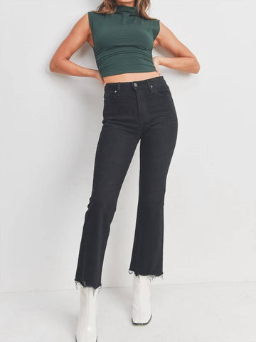 Just Black Denim vintage cropped flare jean in washed black