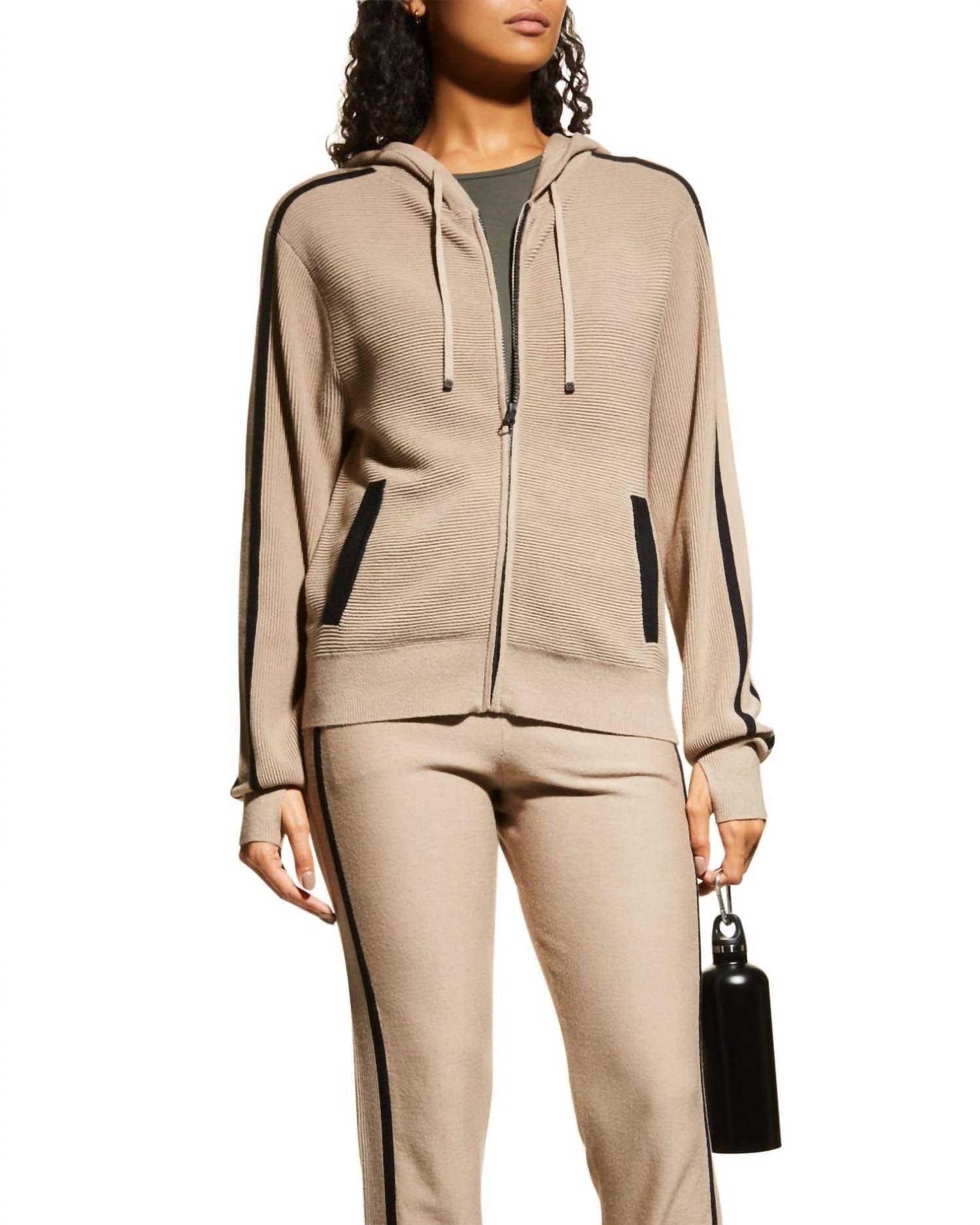 BLANC NOIR Portola Zip Up Hoodie in Greige