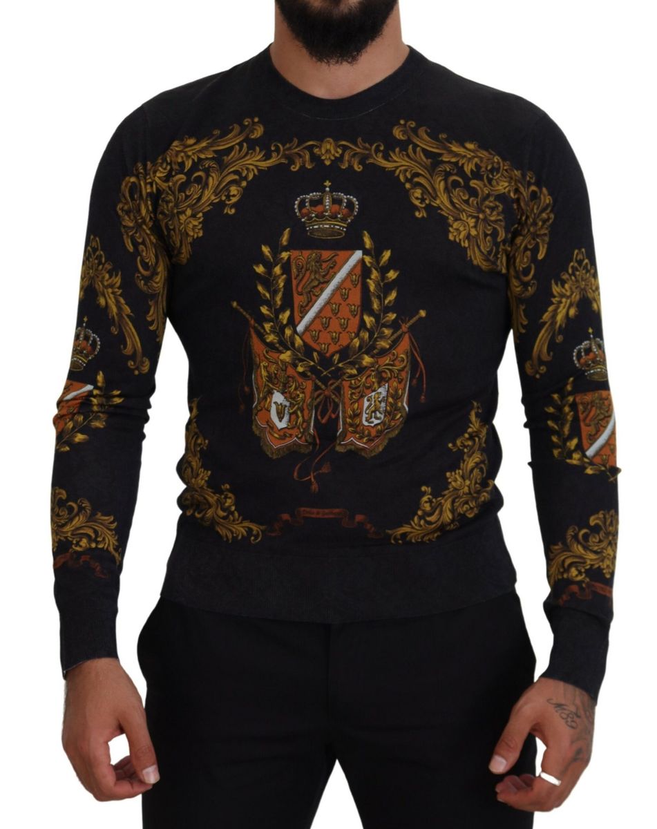 DOLCE & GABBANA Dolce & Gabbana  Silk Baroque Medal Motive Men's Sweater