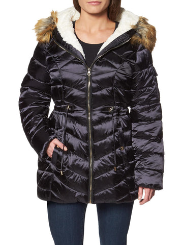 Jessica Simpson womens faux fur water resistant puffer coat