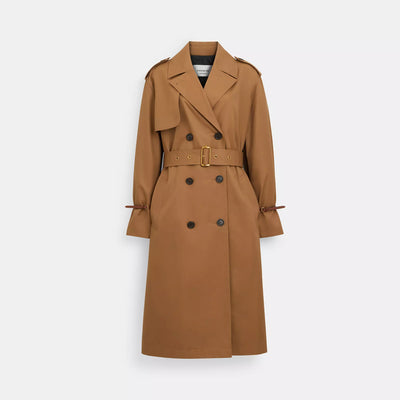 코치 COACH Outlet relaxed double breasted trench,dark khaki