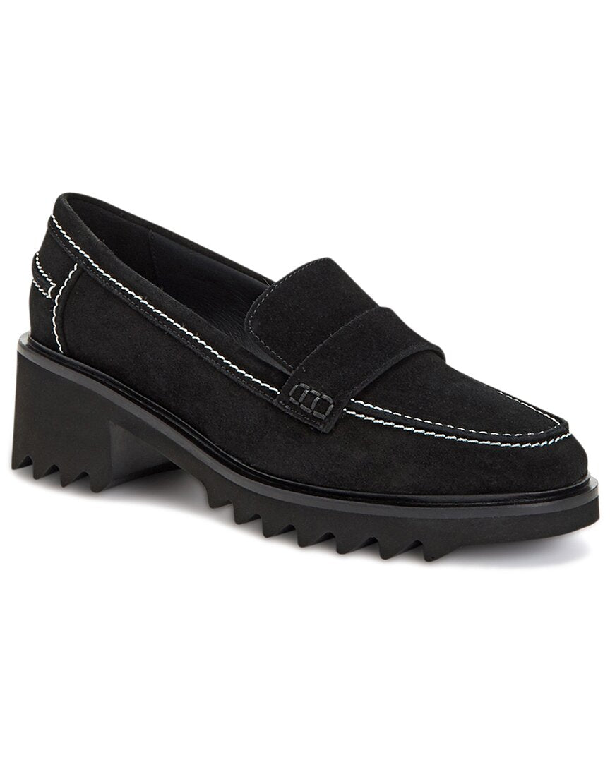 Aquatalia Sofie Weatherproof Suede Loafer In Black ModeSens