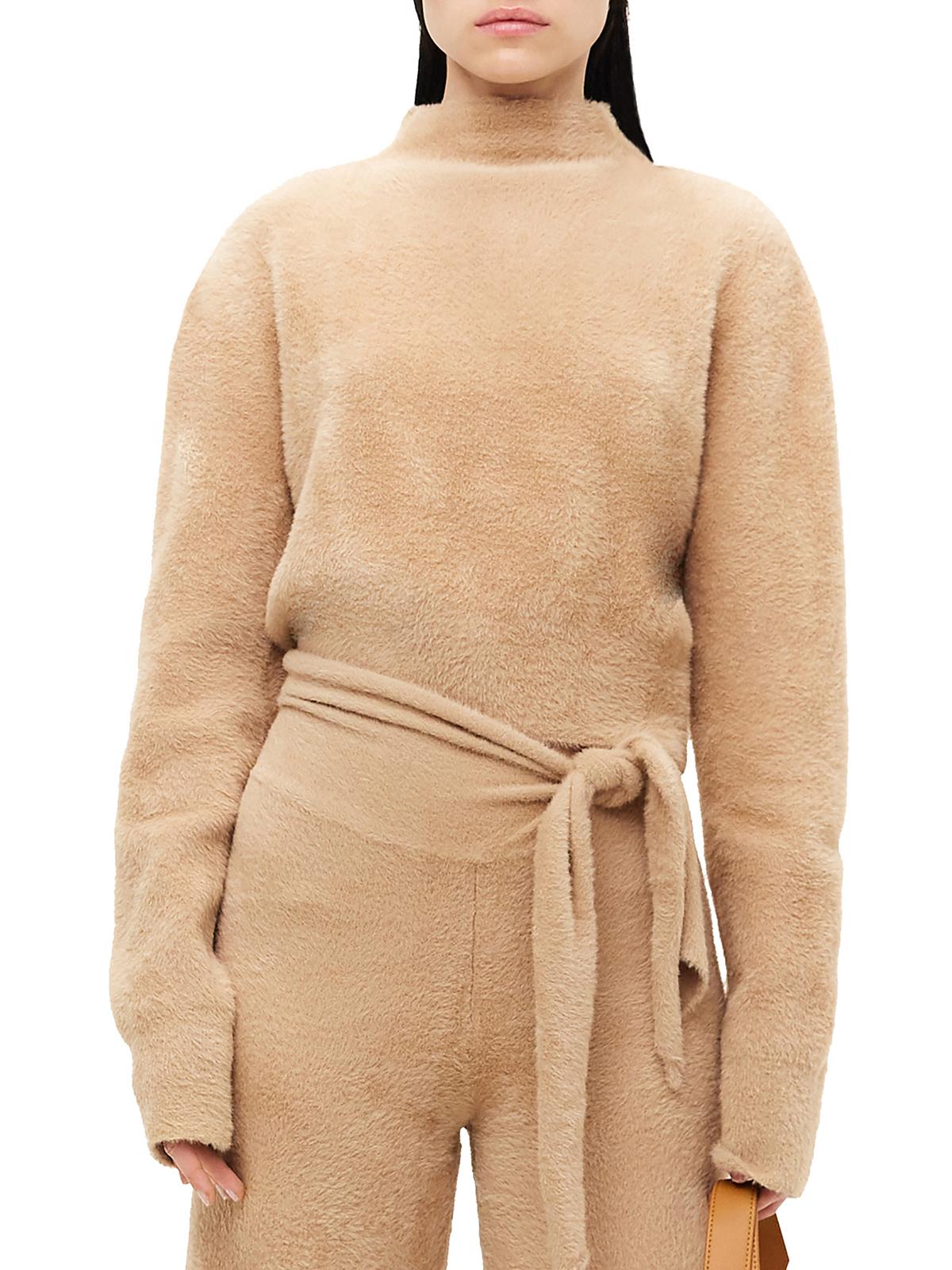 Shop Simon Miller Oko Womens Crop Funnel Neck Pullover Sweater In Beige