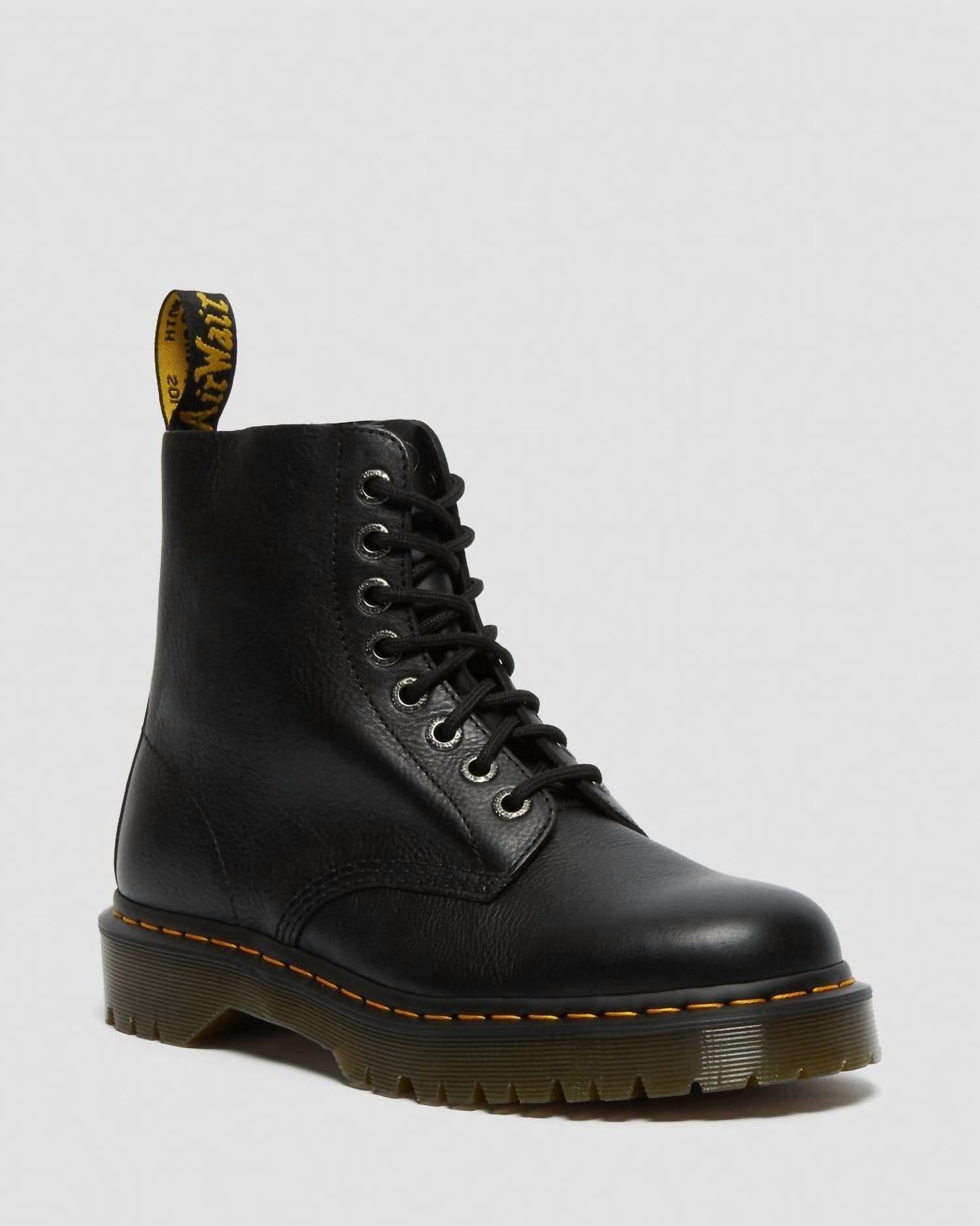 DR. MARTENS' Pascal Bex Leather Lace Up Boots in Black Pisa
