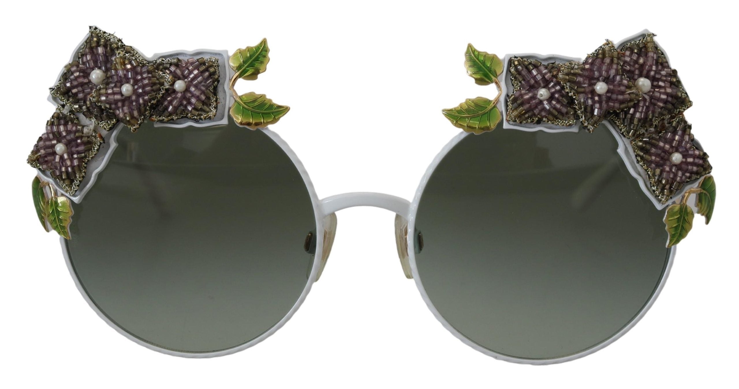 DOLCE & GABBANA Dolce & Gabbana Floral Embellished Metal Frame Round DG2186 Women's Sunglasses