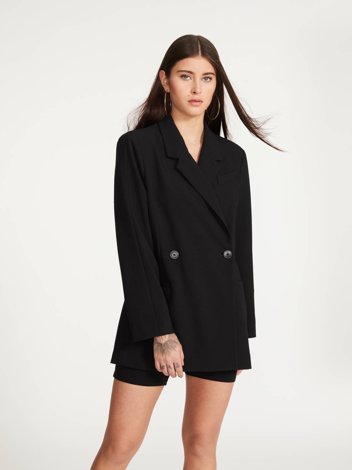 Steve Madden Kaira Longline Blazer In Black