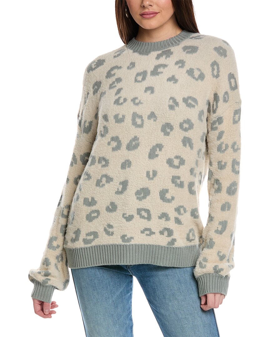 Shop Splendid Mal Leopard Wool-blend Sweater In Beige