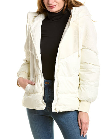 NVLT mixed media puffer coat