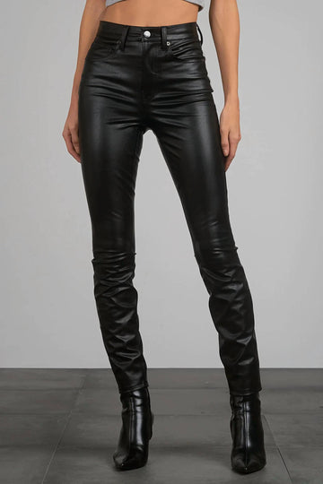 Elan kylie faux leather jean in black