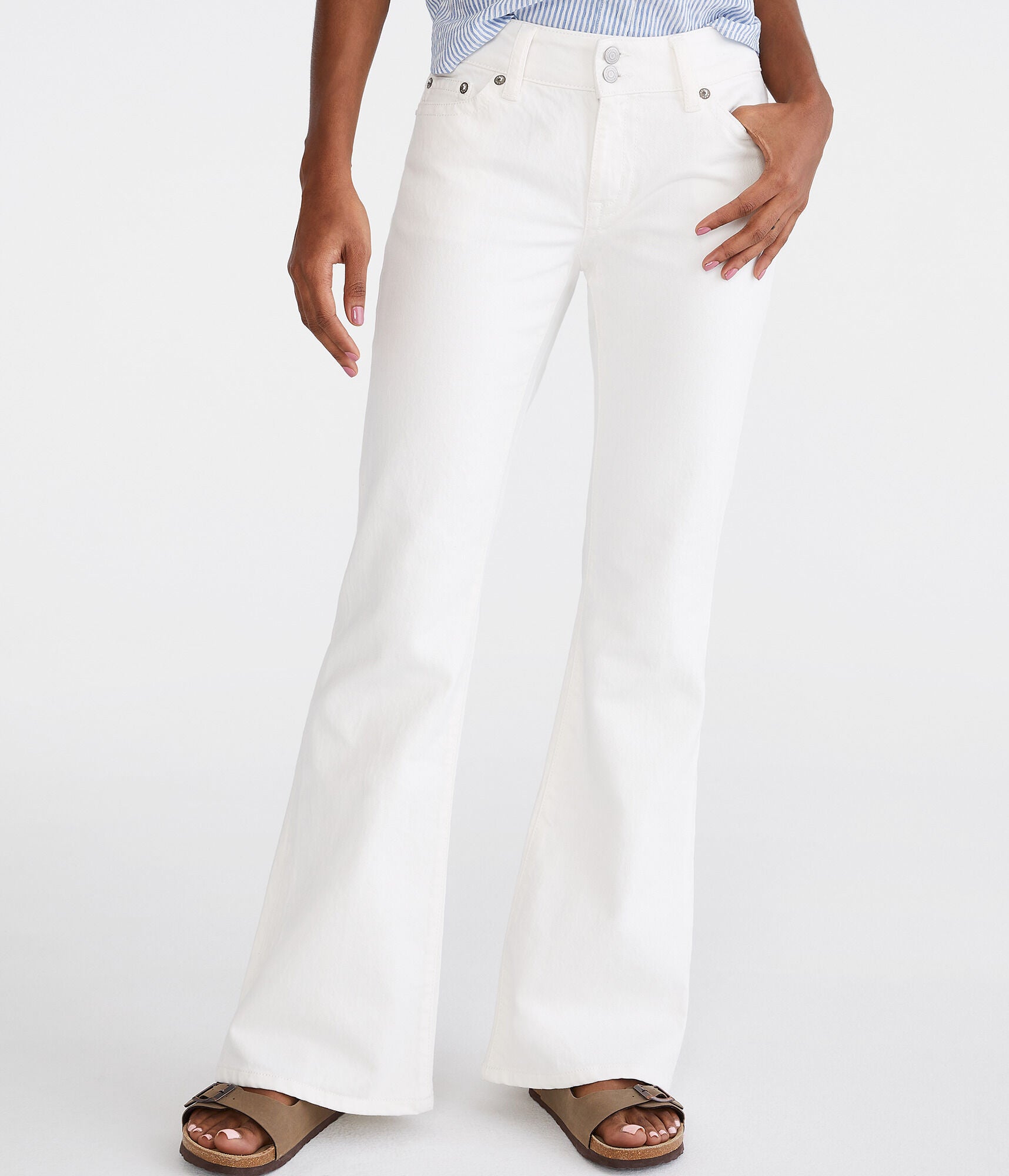 Shop Aéropostale Flare Low-rise Jean In White