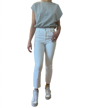 Oat New York raw hem straight leg jean in marble white