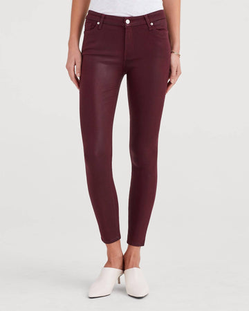 7 For All Mankind the ankle skinny jean in coated bordeaux