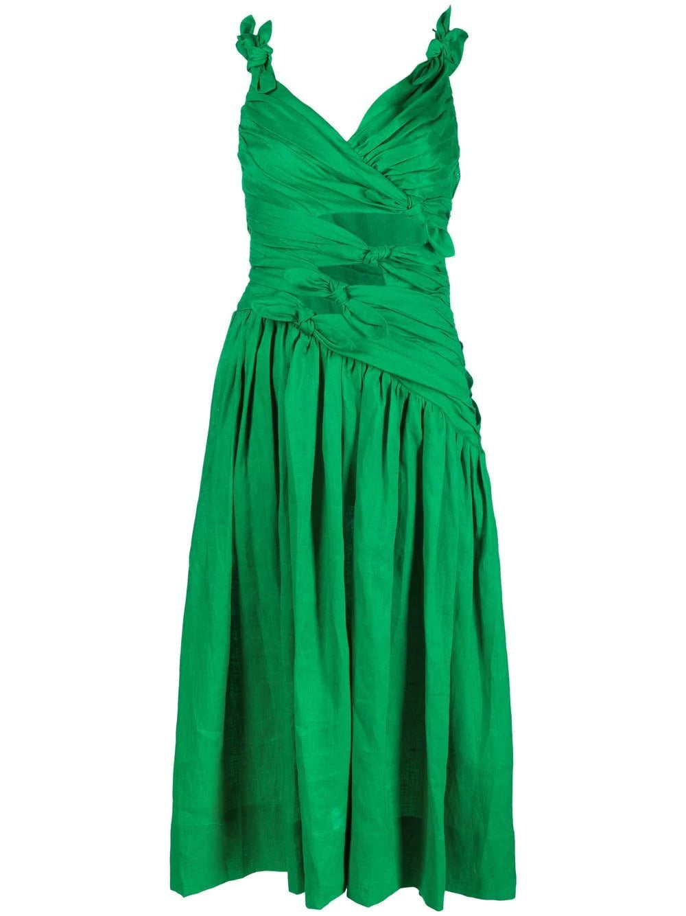 Shop Zimmermann Tiggy Bow Midi Dress Green