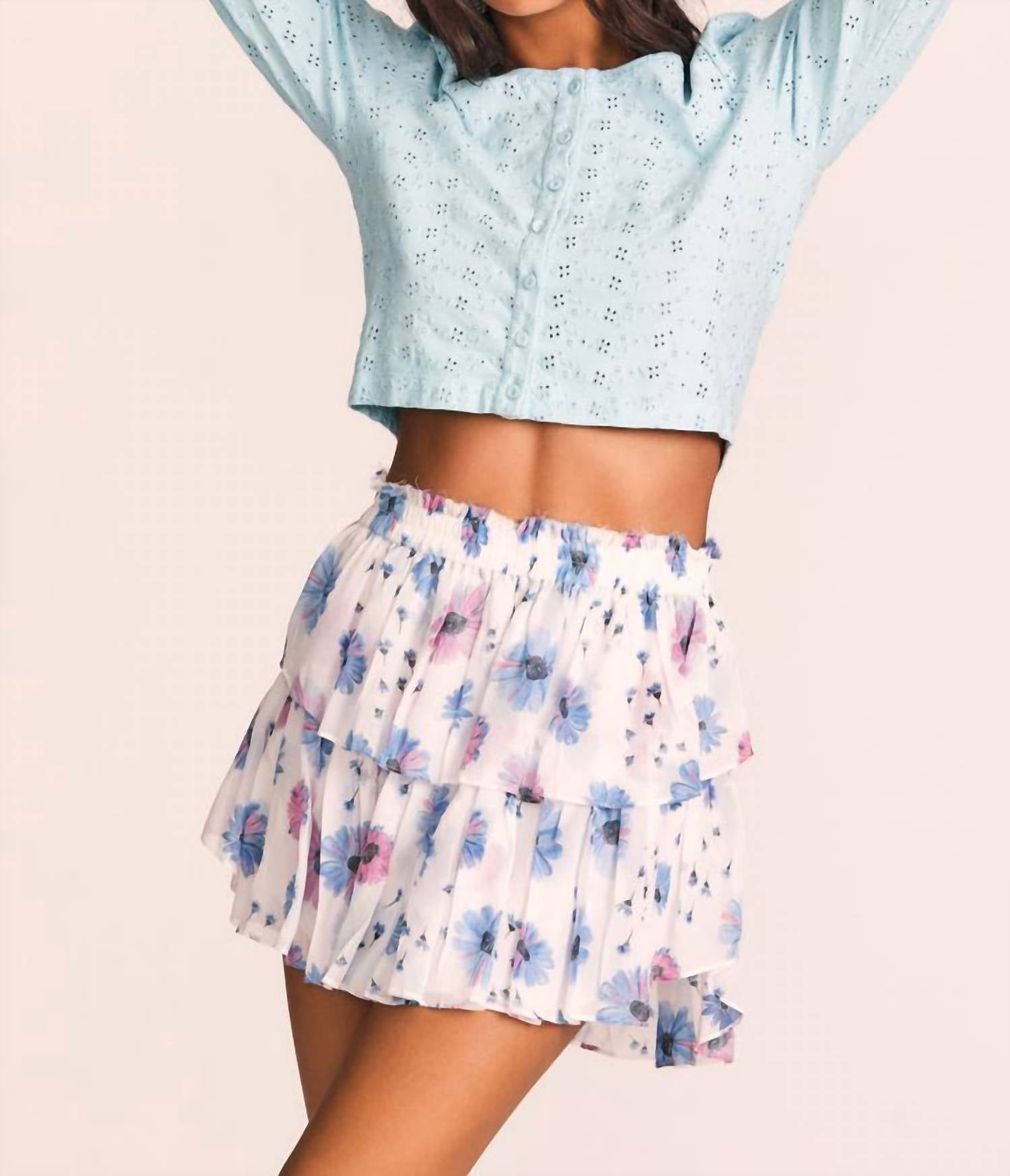 LOVESHACKFANCY Ruffle Mini Skirt in Deep Cotton Candy