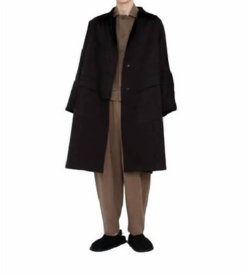 7115 By Szeki unisex - slit trench coat in black