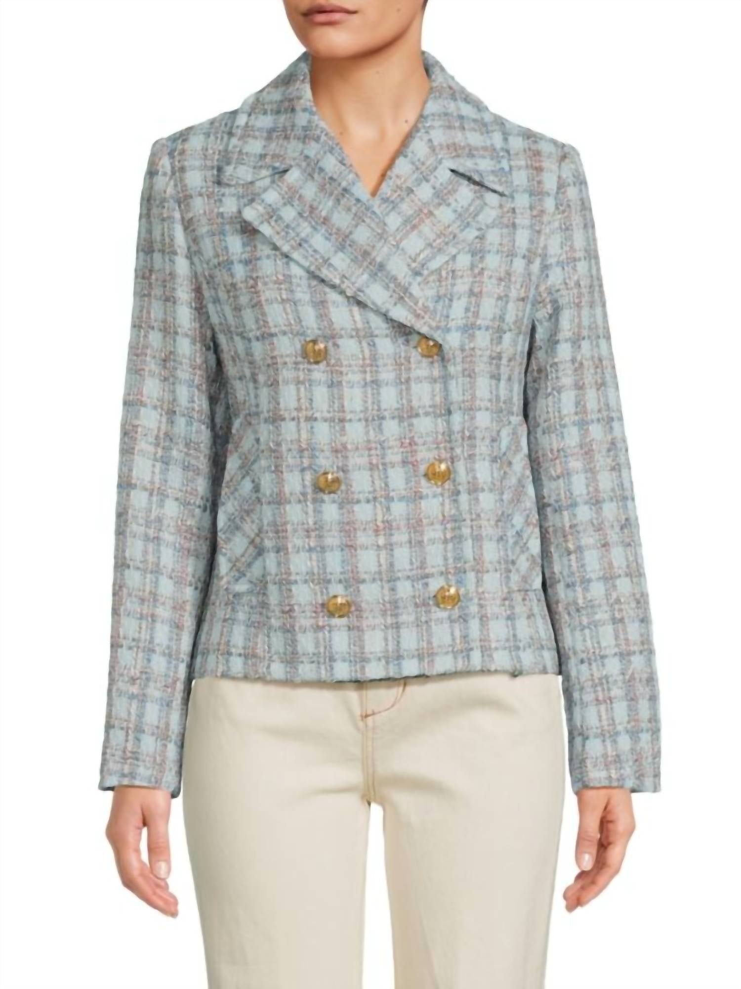 Double Breasted Houndstooth Blazer with Lurex Thread – Dolce Cabo