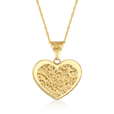 Ross-Simons Diamond-accented Cluster Heart Necklace In 14kt Yellow