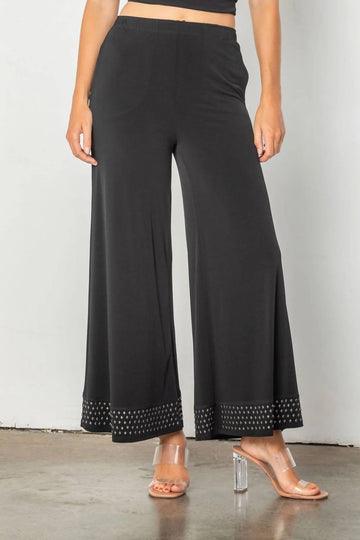 Ic Collection wide leg studded pants in black