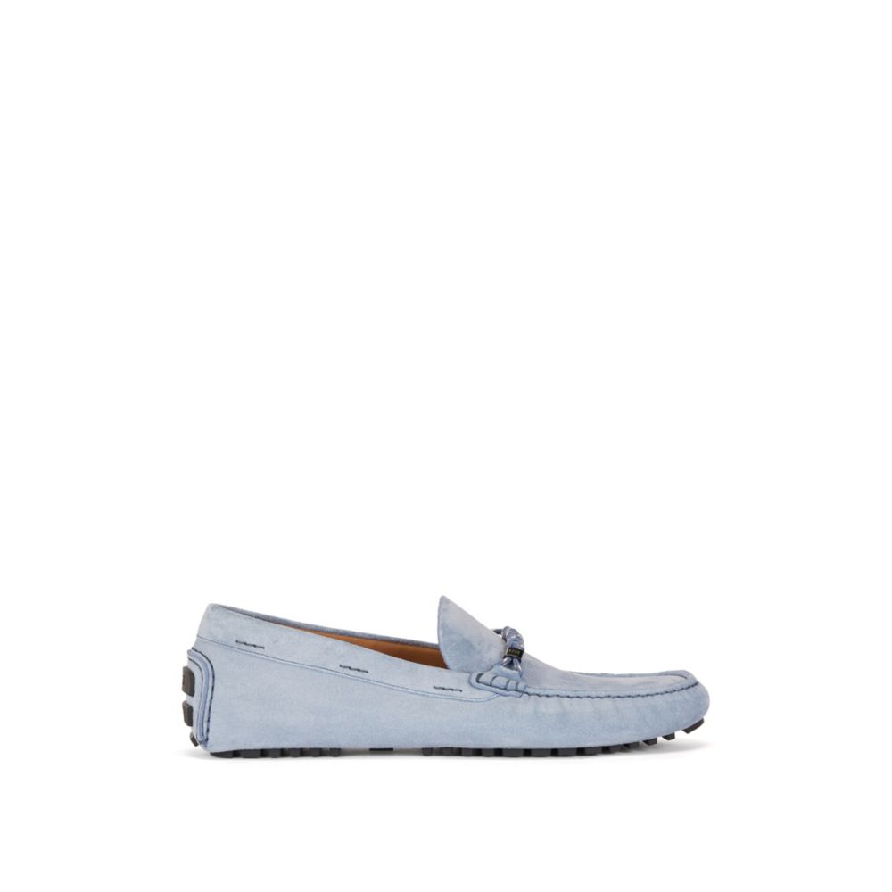 HUGO BOSS Suede slip-on moccasins with branded cord trim