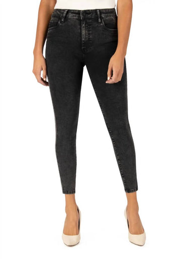 Kut From The Kloth connie high waist sparkle side stripe ankle skinny jeans in black